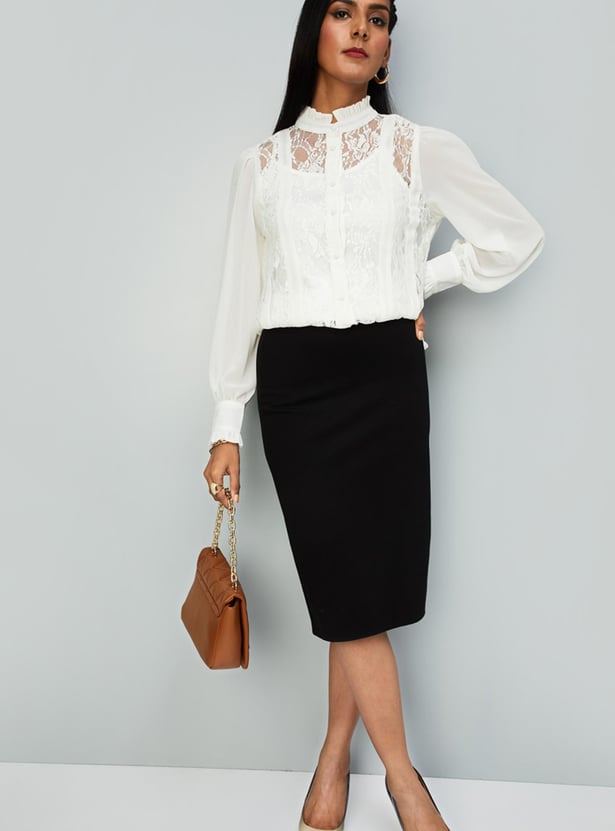 Women Lace Semi-Formal Blouse with Camisole