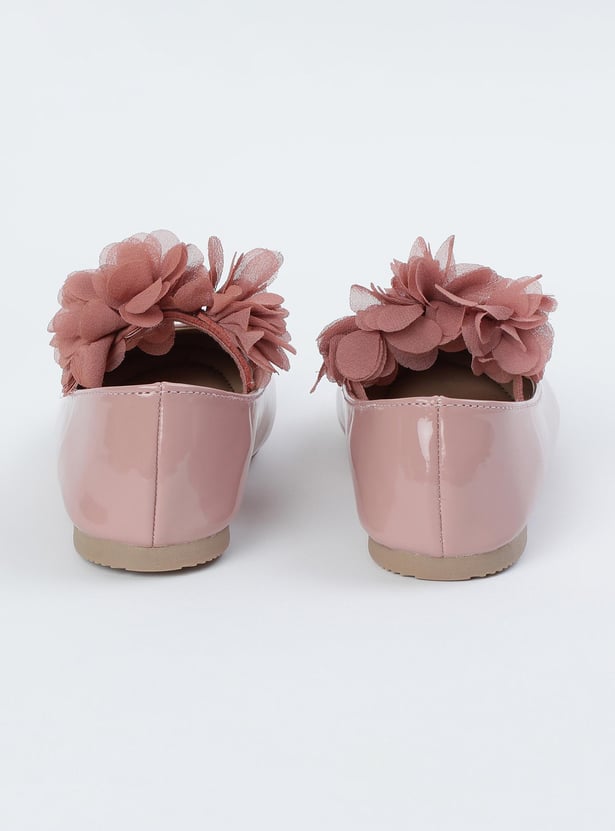 Girls Floral Mid-Strap Ballerinas