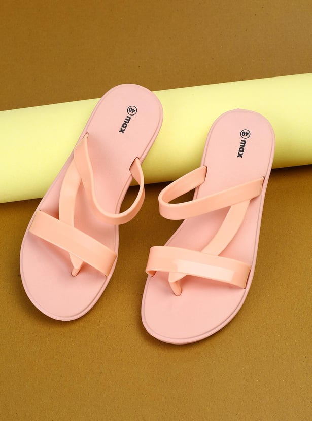 Women Solid Open-Toe Sliders