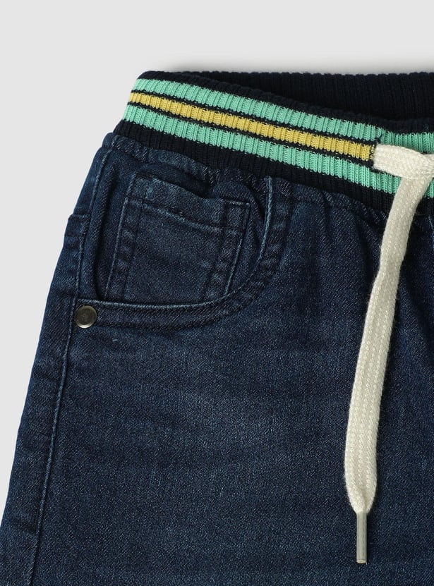 Boys Contrast Striped Denim Joggers