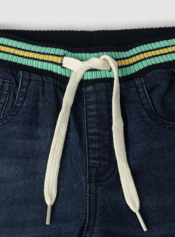 Boys Contrast Striped Denim Joggers