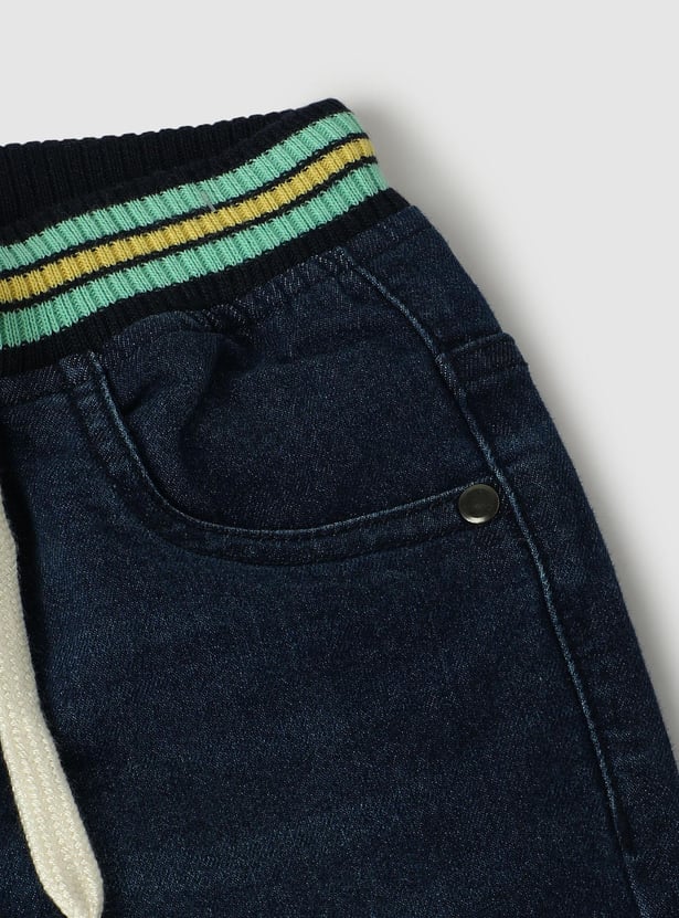 Boys Contrast Striped Denim Joggers