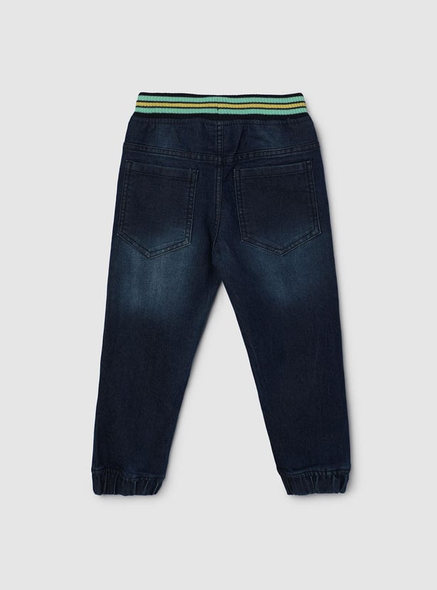 Boys Contrast Striped Denim Joggers