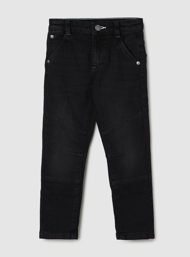 Boys Washed Panelled Regular Fit Jeans