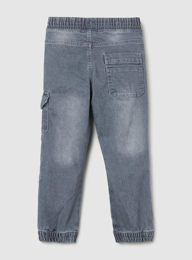 Boys Faded Cargo Denim Joggers