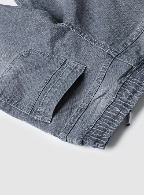 Boys Faded Cargo Denim Joggers