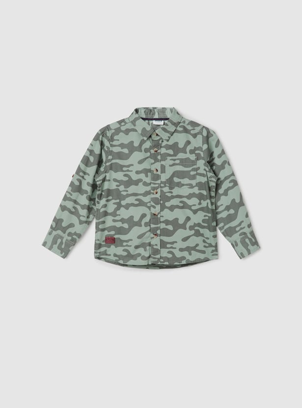 Boys Camouflage Printed Shirt