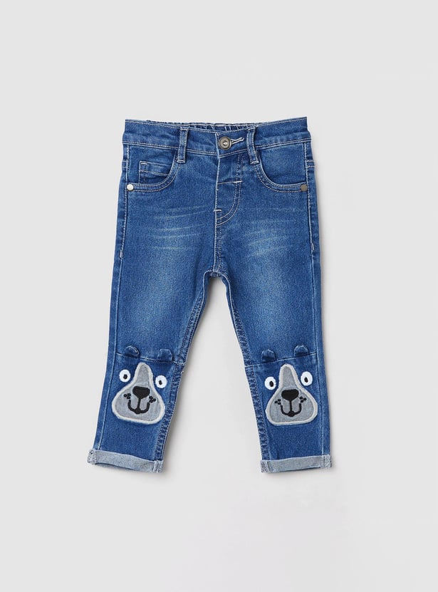 Boys Solid Applique Jeans