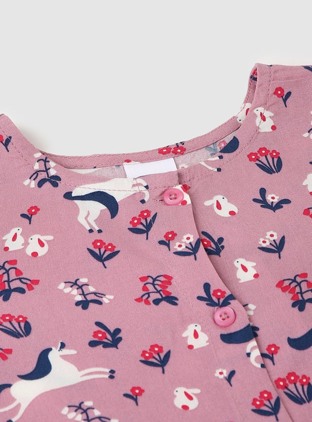 Girls Printed Blouson Top