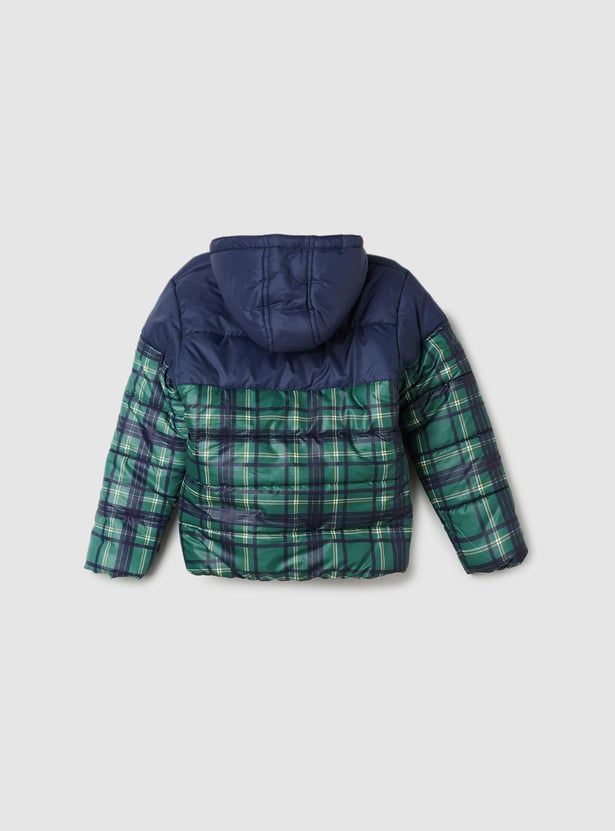 Boys Plaid Hooded Puffer Jacket