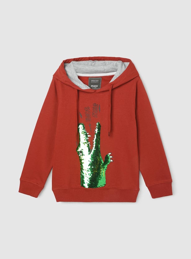 Boys Sequinned Hooded Sweatshirt