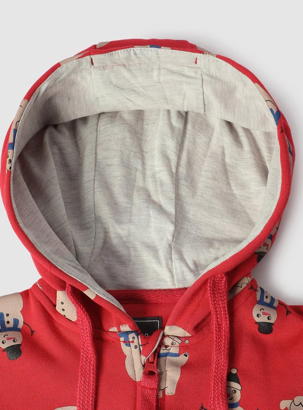 Boys Printed Hooded Zip-Through Sweatshirt