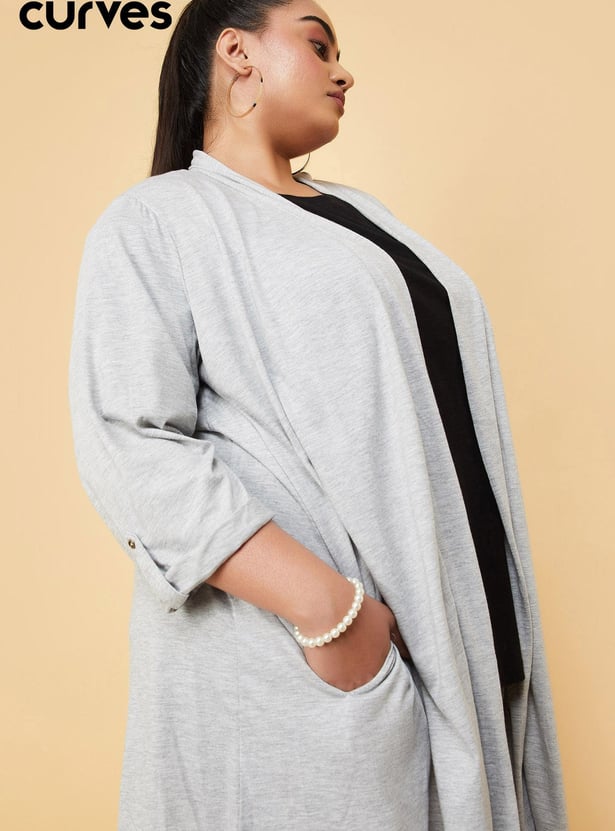 Women Solid Front-Open Shrug