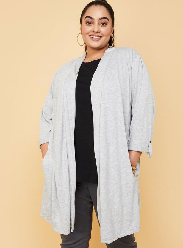 Women Solid Front-Open Shrug