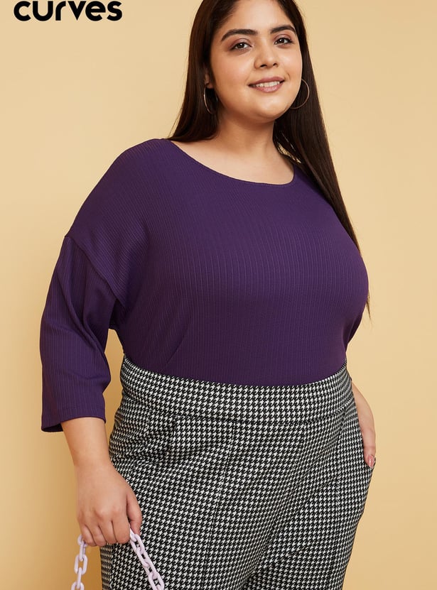 Knit Ribbed Purple Top Buy Women Ribbed Knit Top Online at just Rs. 799.0 - 1000012836252 ...