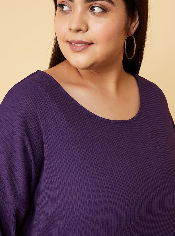 Knit Ribbed Purple Top Buy Women Ribbed Knit Top Online at just Rs. 799.0 - 1000012836252 ...