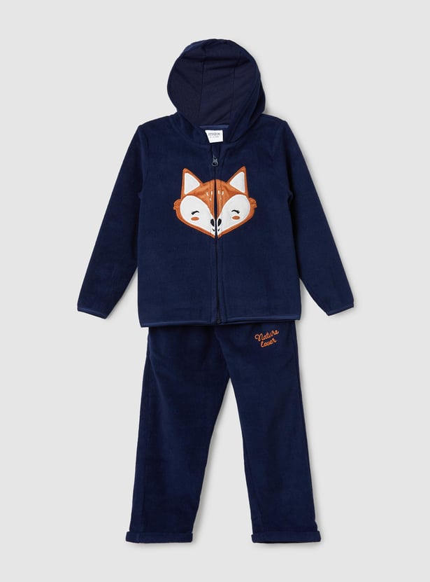 Girls Appliqued Hooded Sleepwear Set