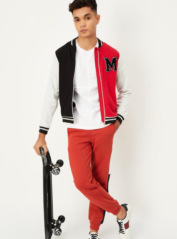 Boys Colourblock Baseball Collar Jacket