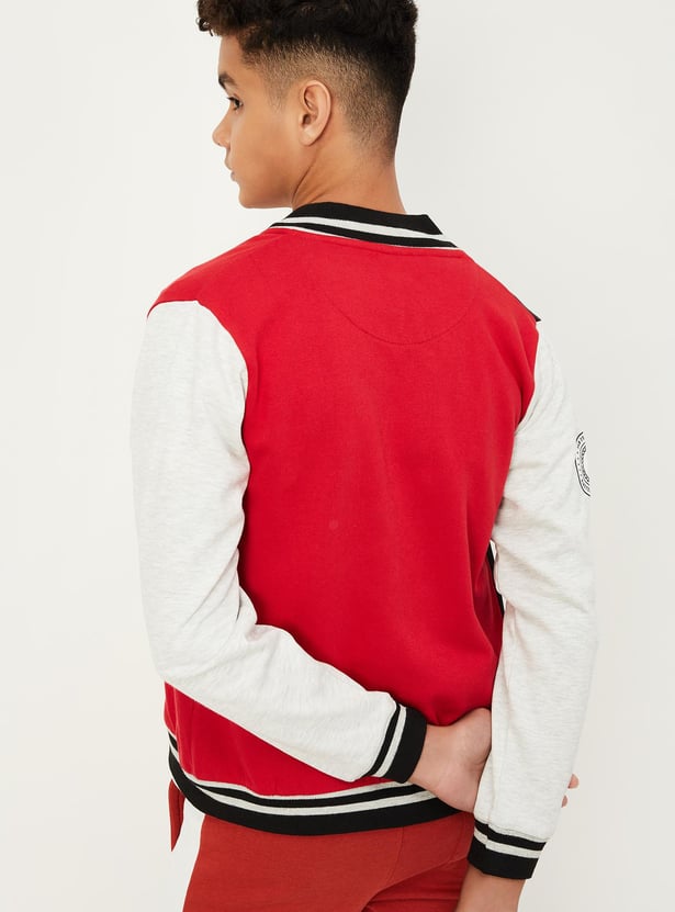 Boys Colourblock Baseball Collar Jacket