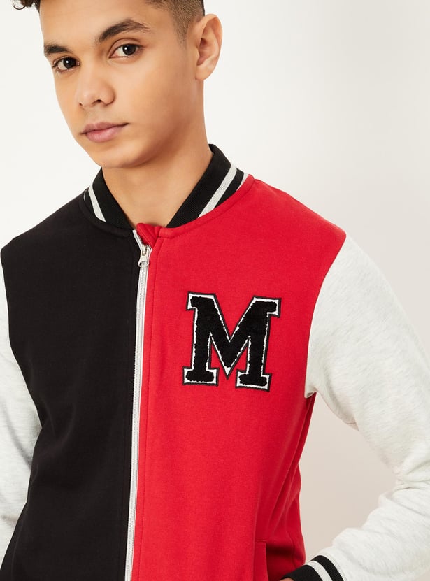 Boys Colourblock Baseball Collar Jacket