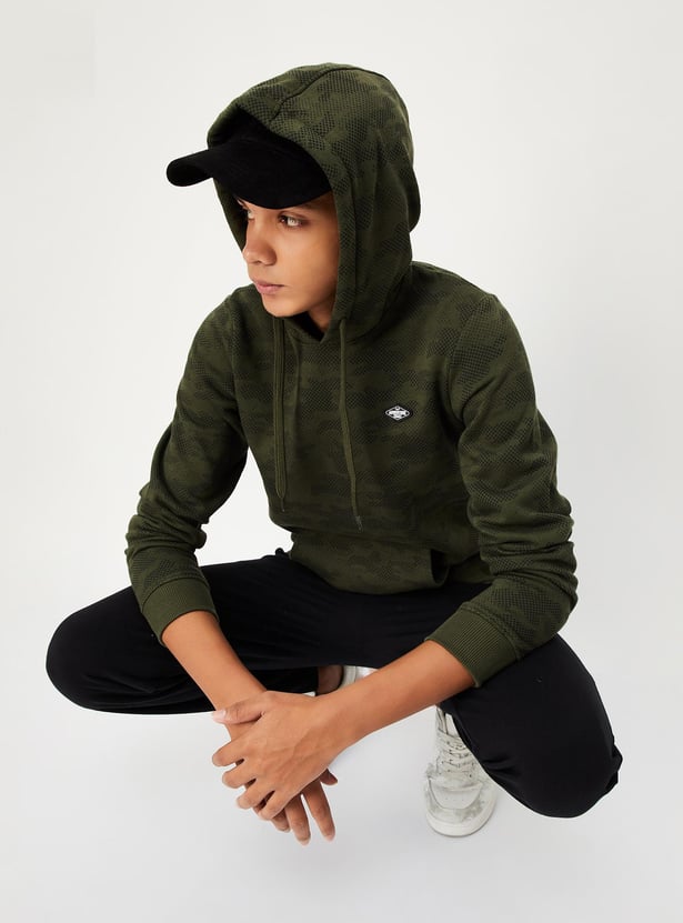 Boys Camouflage Printed Hooded Sweatshirt