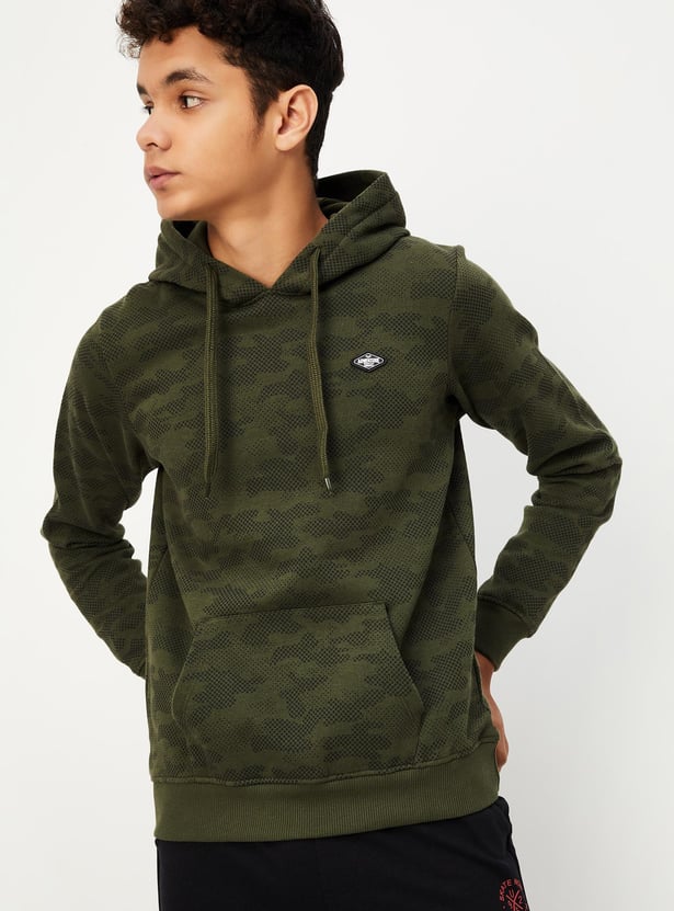 Boys Camouflage Printed Hooded Sweatshirt