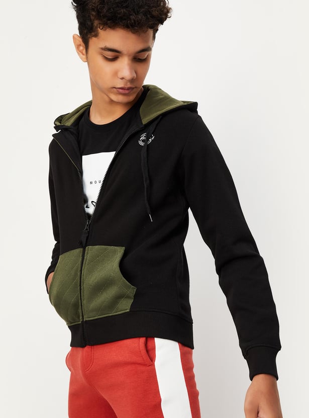 Boys Colourblocked Hooded Sweatshirt