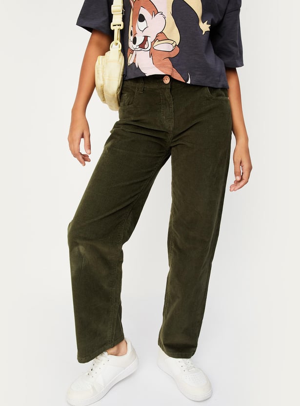 Girls Corduroy Straight Fit Trousers