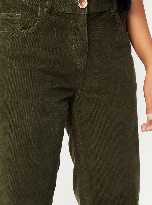 Girls Corduroy Straight Fit Trousers