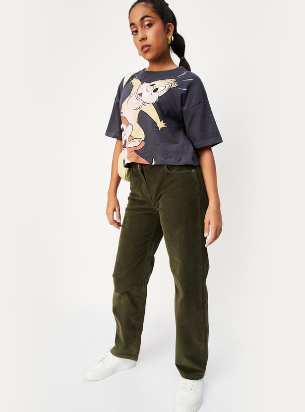 Girls Corduroy Straight Fit Trousers