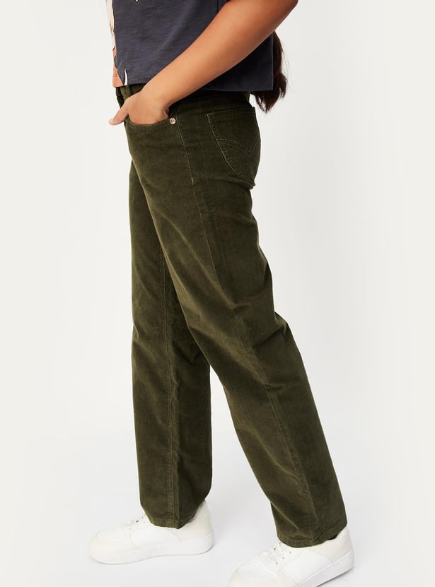 Girls Corduroy Straight Fit Trousers