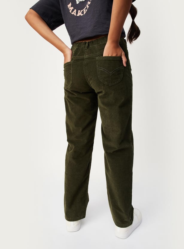 Girls Corduroy Straight Fit Trousers