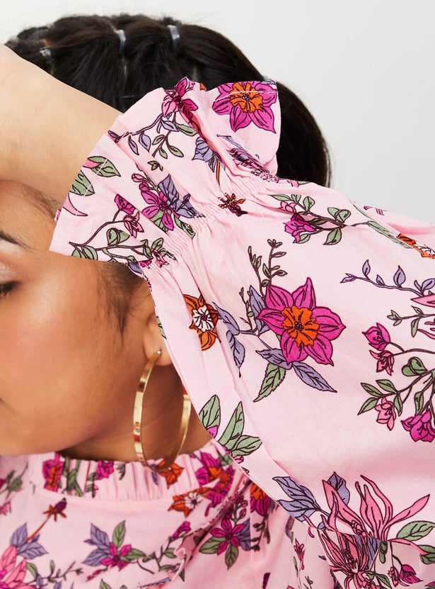 Girls Printed Frill Top