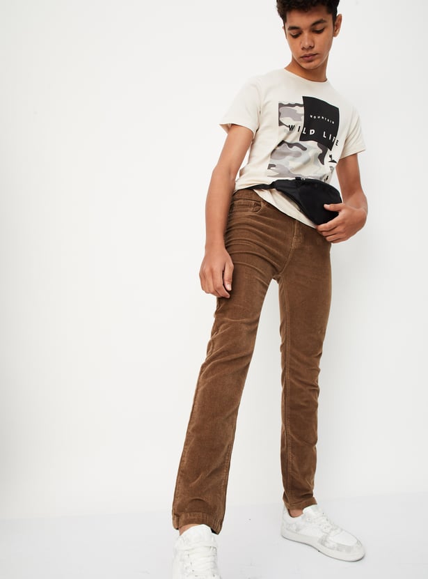 Boys Corduroy Partially Elasticated Trousers