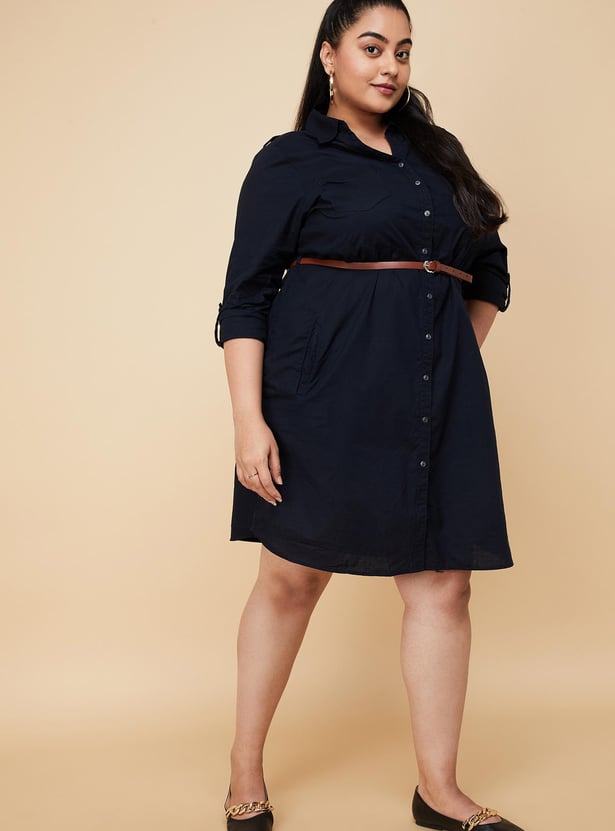 Women Solid Belted Tunic