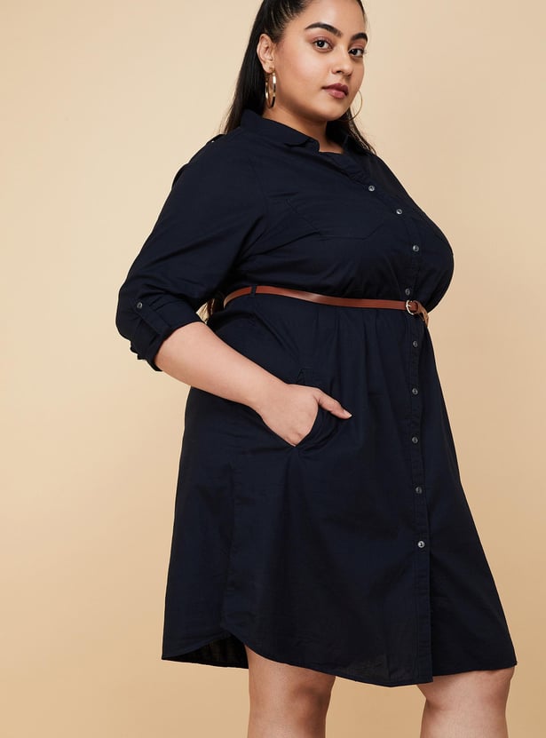 Women Solid Belted Tunic