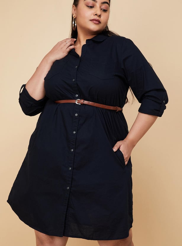 Women Solid Belted Tunic