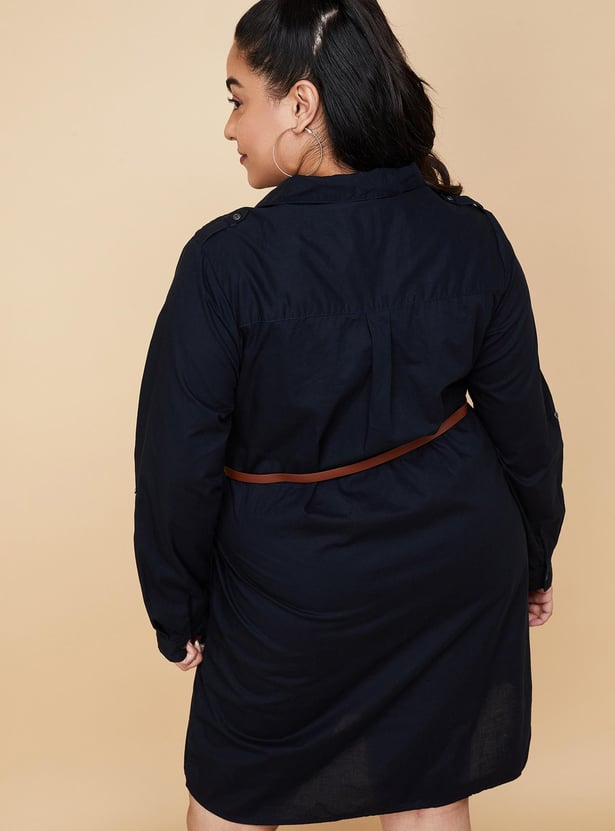 Women Solid Belted Tunic