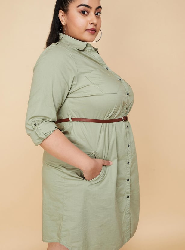 Women Solid Belted Tunic