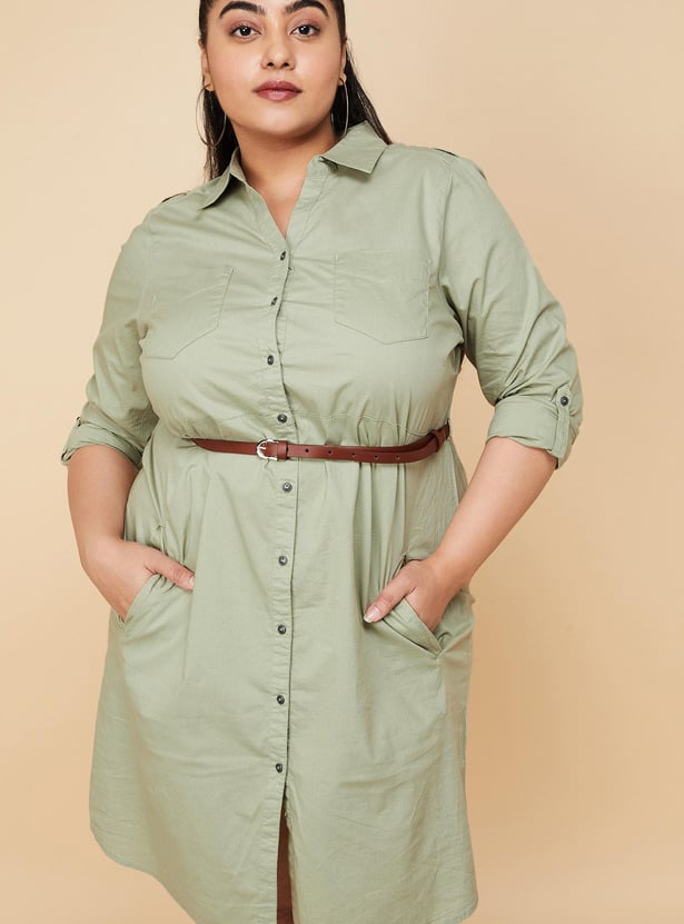 Women Solid Belted Tunic