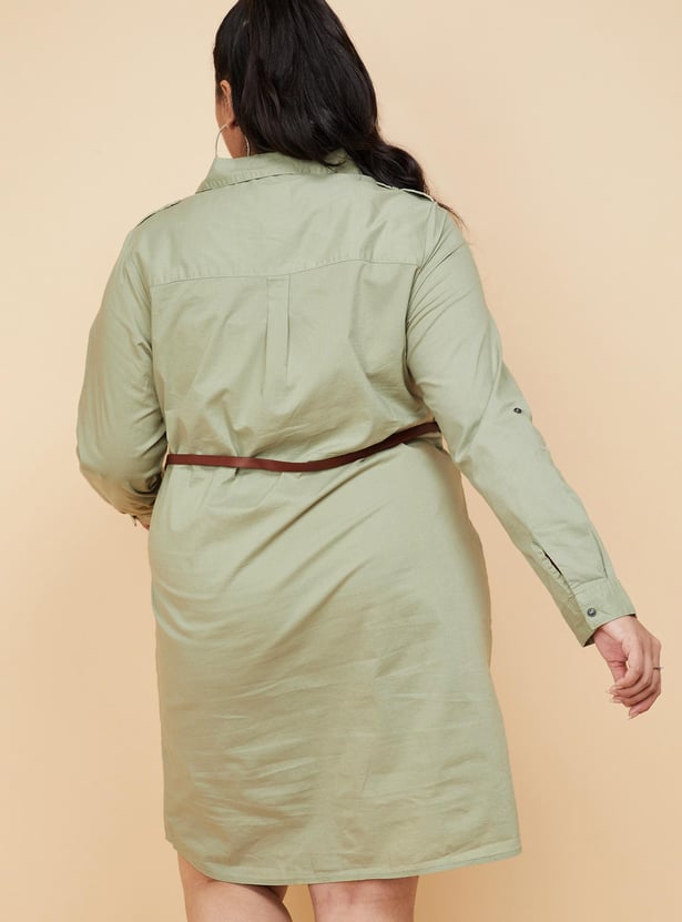 Women Solid Belted Tunic