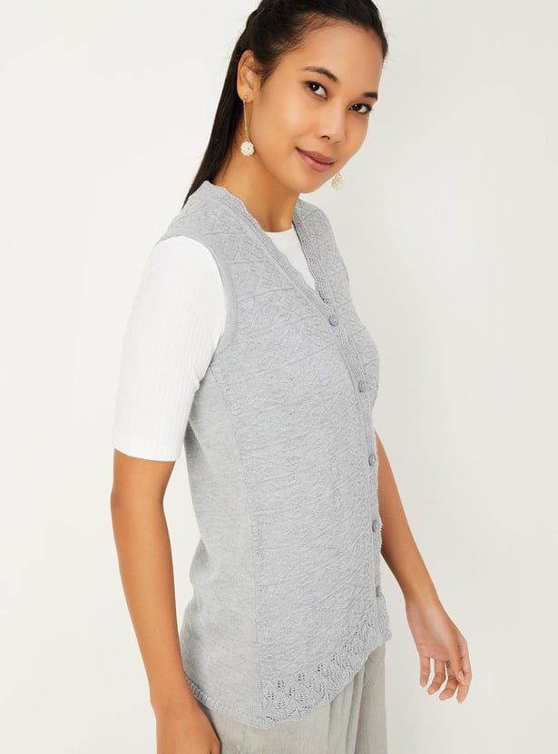 Women Knitted Sleeveless Cardigan
