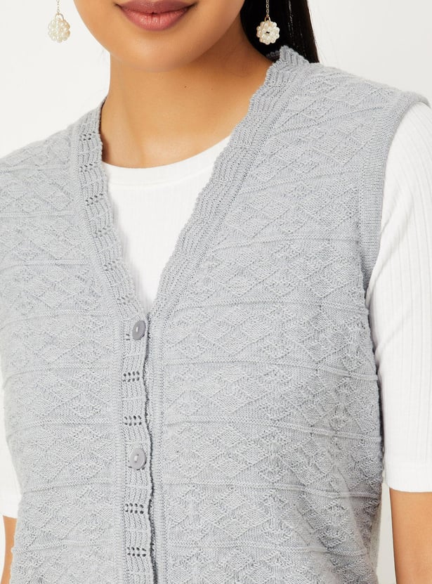 Women Knitted Sleeveless Cardigan