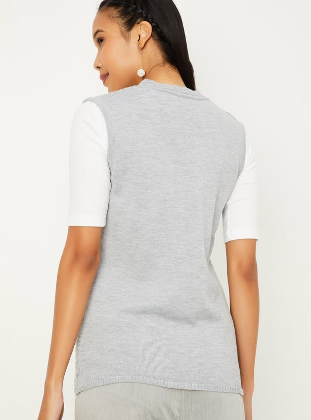 Women Knitted Sleeveless Cardigan