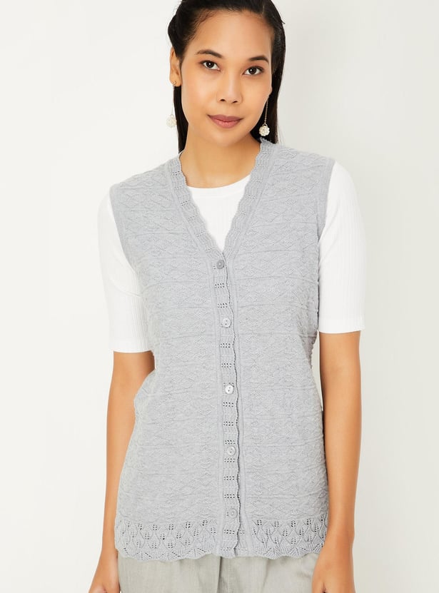 Women Knitted Sleeveless Cardigan