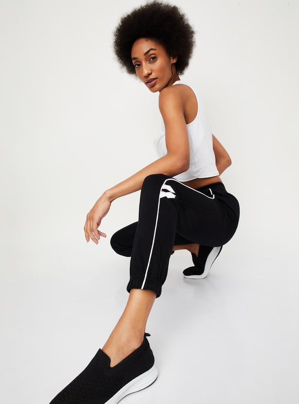 Women Athleisure Joggers with Contrast Piping