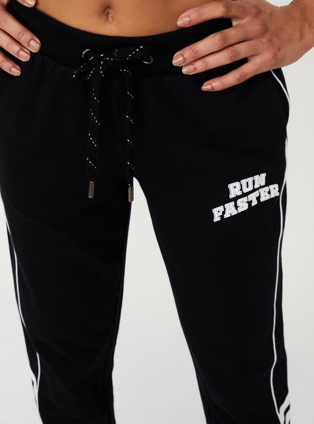Women Athleisure Joggers with Contrast Piping