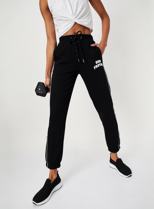 Women Athleisure Joggers with Contrast Piping