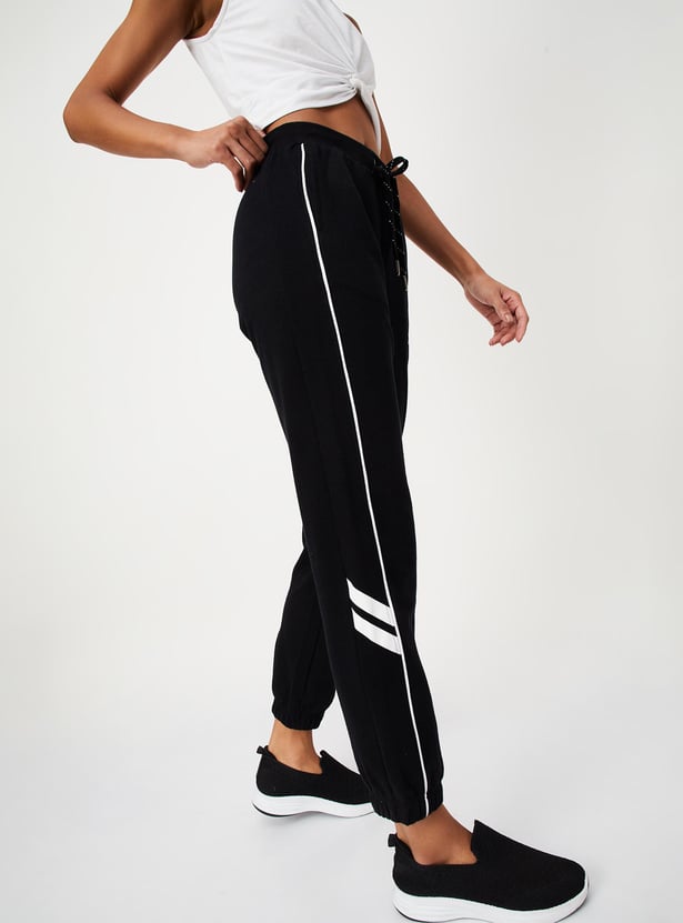 Women Athleisure Joggers with Contrast Piping