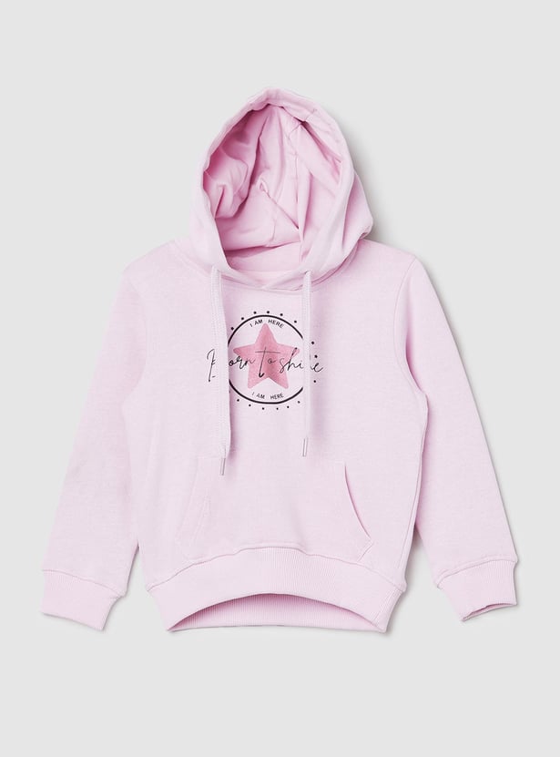 Girls Printed Hooded Sweatshirt